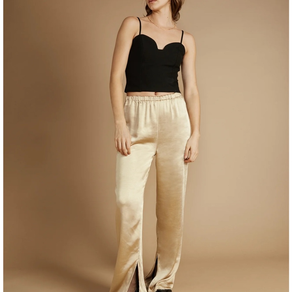 Oak + Fort Gold Satin Pants
